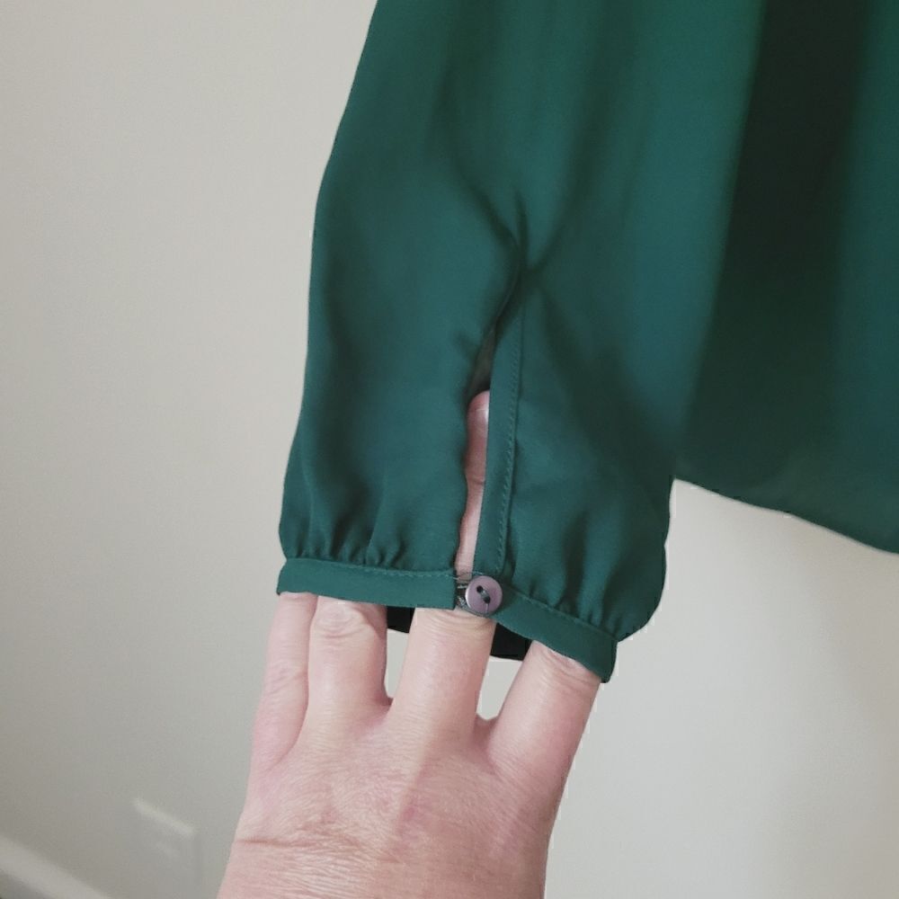 Zara Basic Collection Ruffle Chiffon Blouse In Em… - image 8